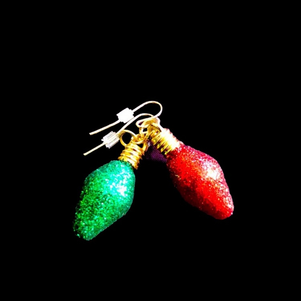 Grandmacore Sparkle Christmas Light‎ Earrings NWOT